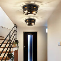 The Astoria Caged Steel Flush Mount Light (Set of 2)