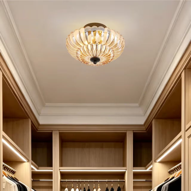The Elysian Dual-Tiered Amber Crown Ceiling Light