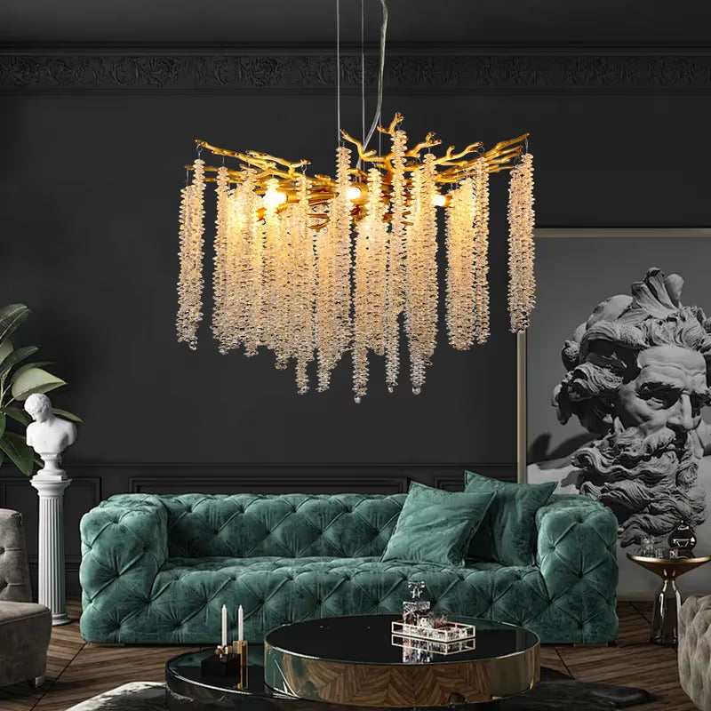 The Aurelius Crystal Raindrop Branch Chandelier