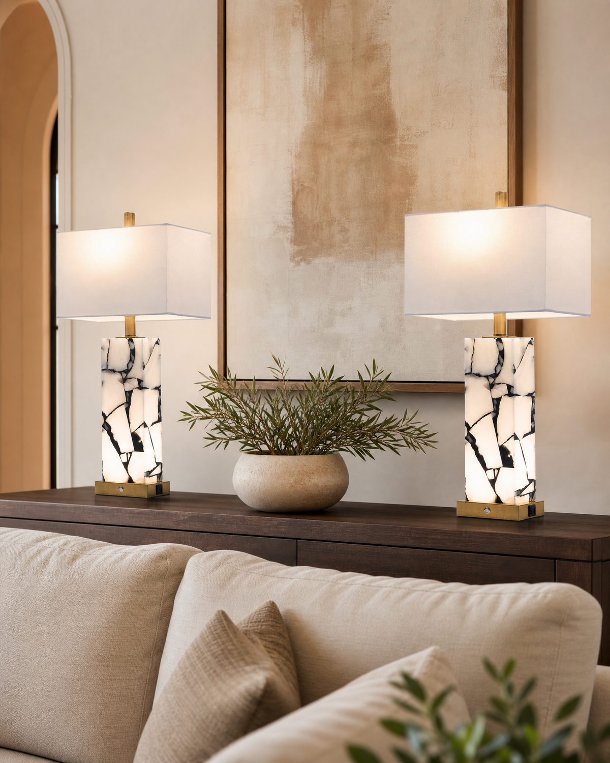 The Anya Illuminated Mosaic Table Lamp