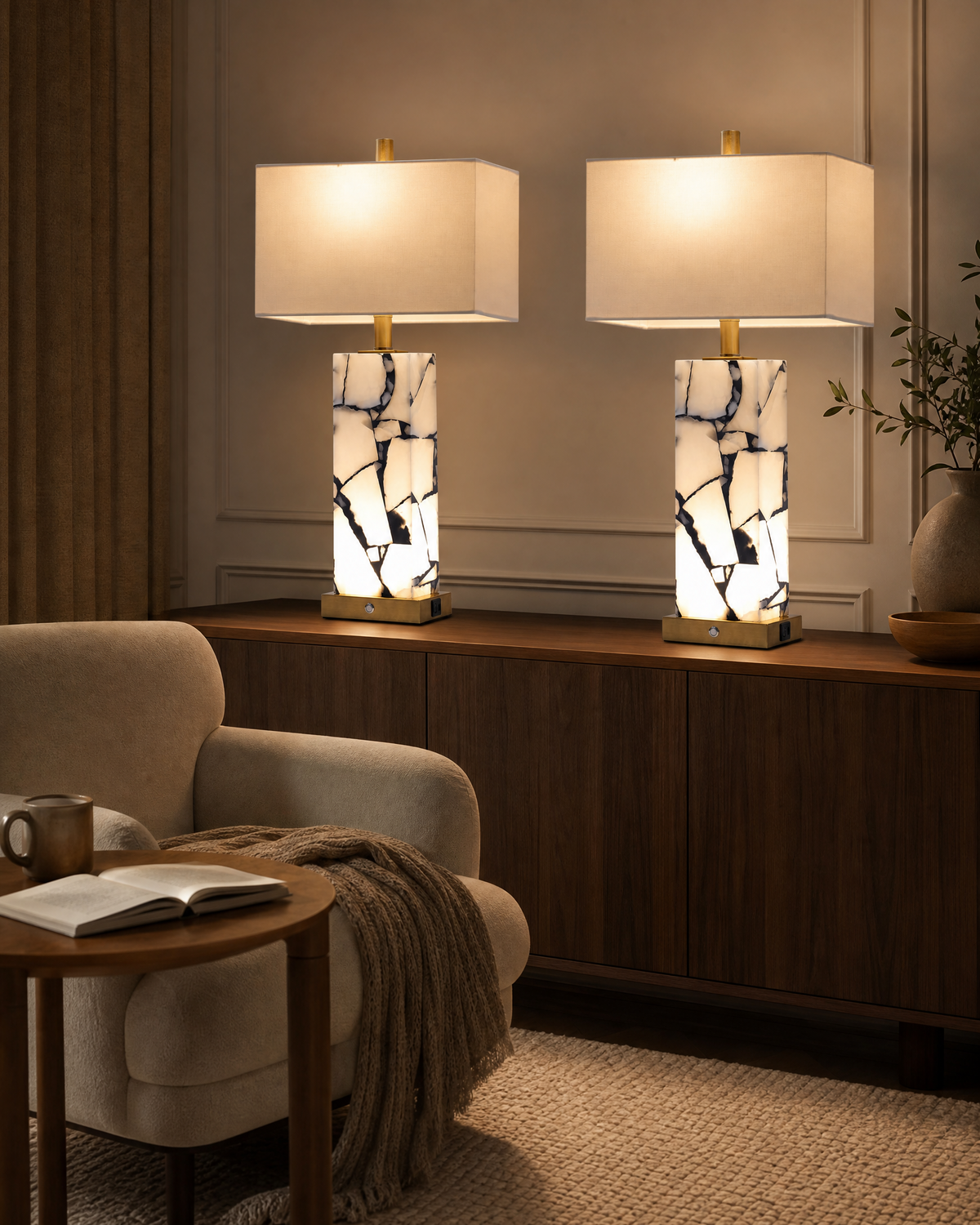 The Anya Illuminated Mosaic Table Lamp