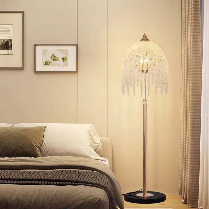 The Genevieve Crystal Waterfall Floor Lamp