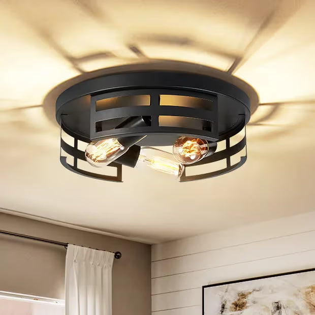 The Astoria Caged Steel Flush Mount Light (Set of 2)