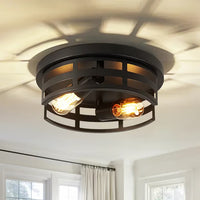 The Astoria Caged Steel Flush Mount Light (Set of 2)
