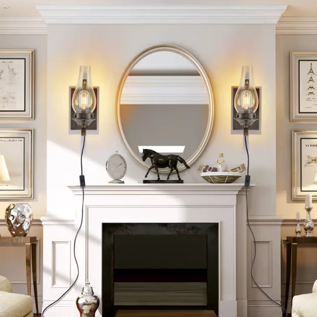 The Kensington Hurricane Glass Plug-In Sconce (Set of 2)